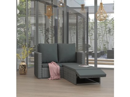 vidaXL 2-dielna záhradná sedacia súprava+podložky, polyratan, sivá