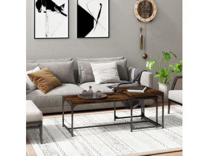 vidaXL Konferenčné stolíky 2 ks dymový dub spracované drevo