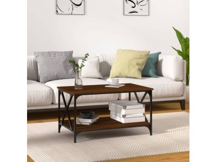vidaXL Konferenčný stolík Hnedý dub 80x50x45 cm sprac. drevo a železo