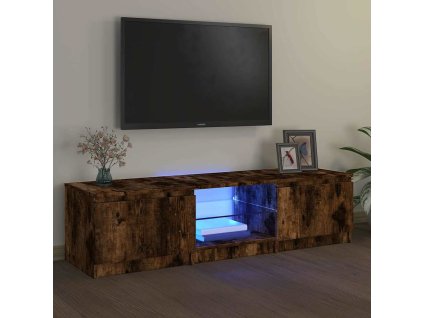vidaXL TV skrinka s LED svetlami dymový dub 140x40x36 cm