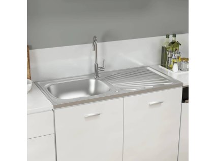 vidaXL Kuchynský drez s odkvapkávačom, strieborný 1000x500x155mm, oceľ