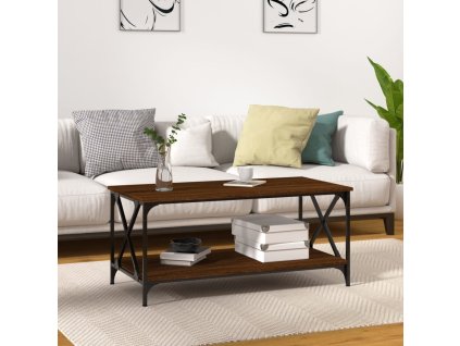 vidaXL Konferenčný stolík hnedý dub 100x50x45 cm sprac. drevo a železo