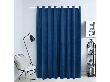 vidaXL Zatemňovací záves s kovovými očkami, zamat, modrý 290x245 cm