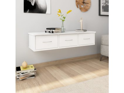 vidaXL Nástenná zásuvková polica biela 88x26x18,5 cm kompozitné drevo