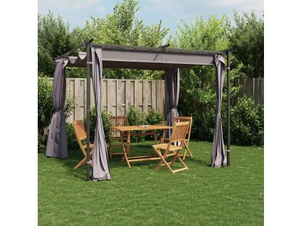 vidaXL Altánok so závesmi 3x3 m, antracitový, oceľ