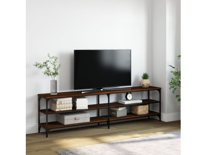 vidaXL TV skrinka hnedý dub 180x30x50 cm kompozitné drevo a kov