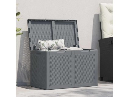vidaXL Záhradný úložný box sivý PP ratan 180 l