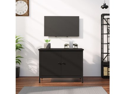 vidaXL TV skrinka s dvierkami čierna 60x35x45 cm spracované drevo