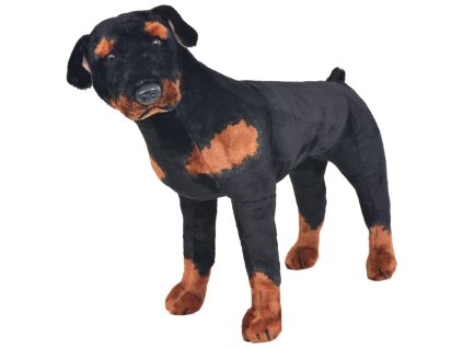 vidaXL Stojaci plyšový hračkársky rotvajler, čierno hnedý XXL