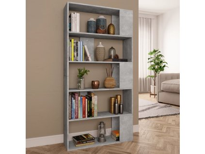 vidaXL Knižnica/deliaca stena, betónová 80x24x159 cm, kompozitné drevo