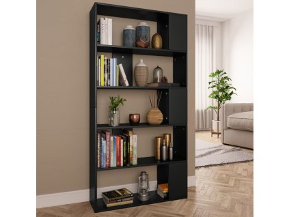 vidaXL Knižnica/deliaca stena, čierna 80x24x159 cm, kompozitné drevo