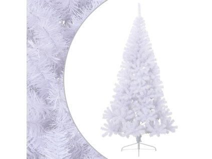 vidaXL Umelý polovičný vianočný stromček+stojan, biely 210 cm, PVC