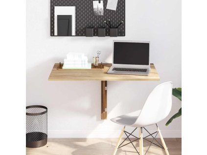 vidaXL Skladací stolík na stenu, dubová farba 100x60 cm