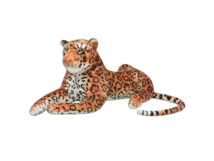 vidaXL Hračka plyšový leopard, hnedý, XXL