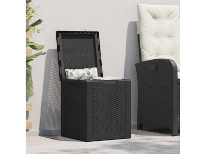 vidaXL Záhradný úložný box 90 l, čierny, PP ratan