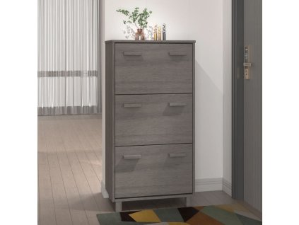 vidaXL Skrinka na topánky HAMAR, svetlosivá 59,5x35x117 cm, borovica