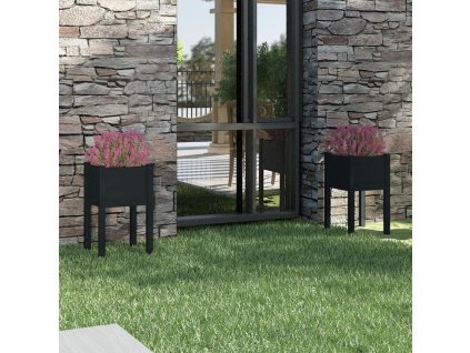 vidaXL Záhradné kvetináče 2 ks čierne 40x40x70 cm borovicový masív