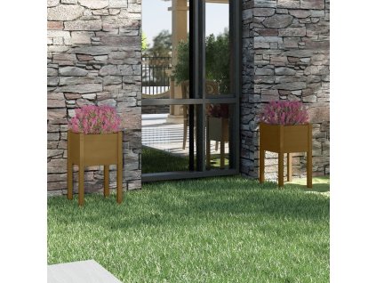 vidaXL Záhradné kvetináče 2ks medovo-hnedé 40x40x70cm borovicový masív