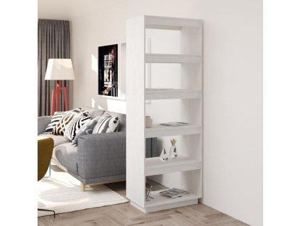 vidaXL Knižnica/deliaca stena, biela 60x35x167 cm, borovicový masív