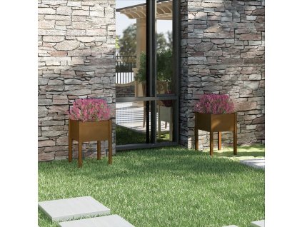 vidaXL Záhradné kvetináče 2 ks medovo-hnedé 50x50x70 cm borovicový masív