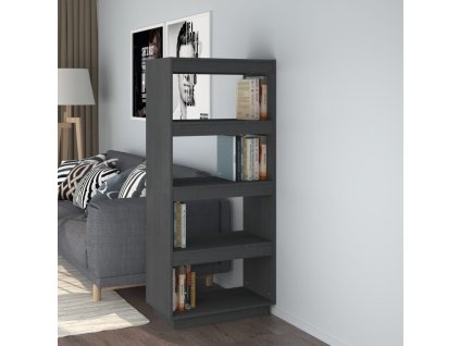 vidaXL Knižnica/deliaca stena sivá 60x35x135 cm masívna borovica