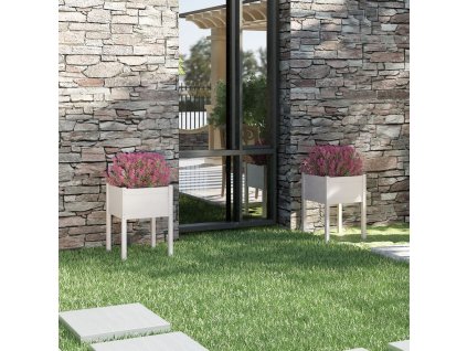 vidaXL Záhradné kvetináče 2 ks biele 50x50x70 cm borovicový masív