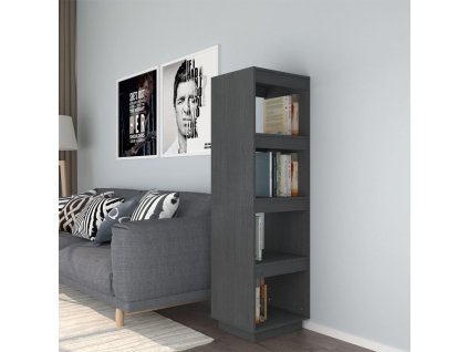 vidaXL Knižnica/deliaca stena sivá 40x35x135 cm masívna borovica