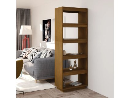 vidaXL Knižnica/deliaca stena, hnedá 60x35x167 cm, borovicový masív