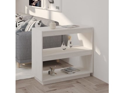 vidaXL Knižnica biela 80x35x71 cm borovicový masív