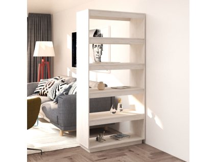 vidaXL Knižnica/deliaca stena, biela 80x35x167 cm, borovicový masív