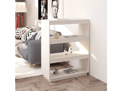 vidaXL Knižnica/deliaca stena biela 80x35x103 cm masívna borovica
