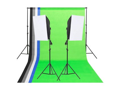 vidaXL Sada osvetlenia do fotoštúdia s pozadiami a softboxmi