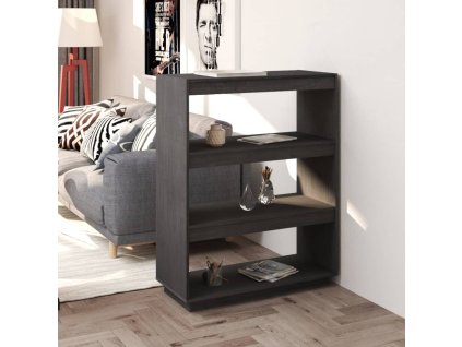 vidaXL Knižnica/deliaca stena sivá 80x35x103 cm masívna borovica