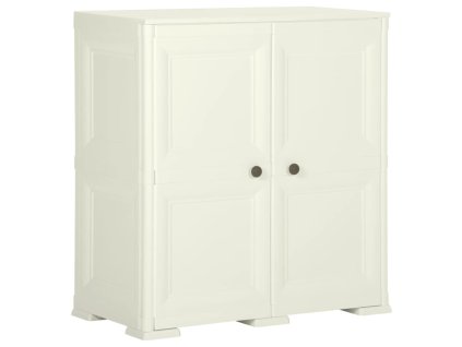 vidaXL Plastová skrinka 79x43x85,5 cm, drevený dizajn, vanilková