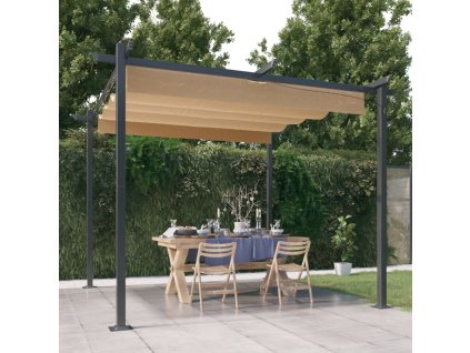 vidaXL Záhradný altánok so zaťahovacou strechou 3x3 m sivohnedý