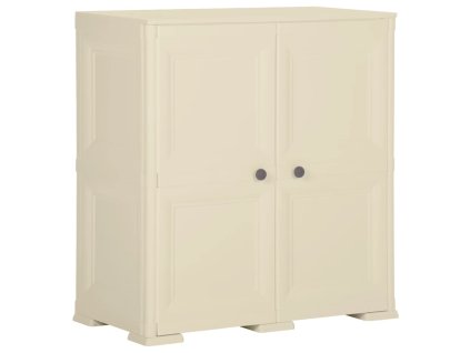 vidaXL Plastová skrinka 79x43x85,5 cm, drevený dizajn, angorská biela