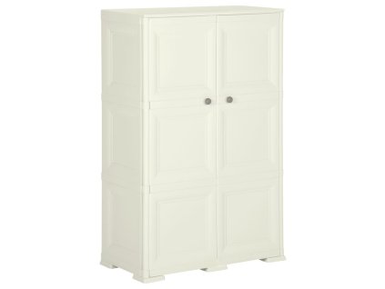 vidaXL Plastová skrinka 79x43x125 cm, drevený dizajn, vanilková