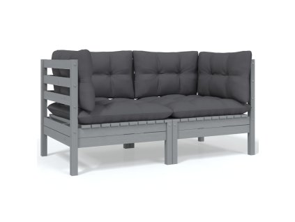 vidaXL 2-miestna záhradná pohovka s podložkami borovicové drevo