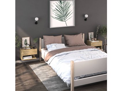 vidaXL Nástenné nočné stolíky 2 ks dub sonoma