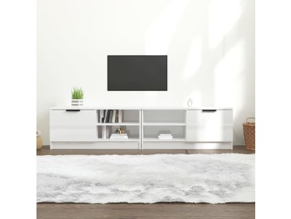 vidaXL TV stolíky 2 ks lesklé biele 80x35x36,5cm spracované drevo