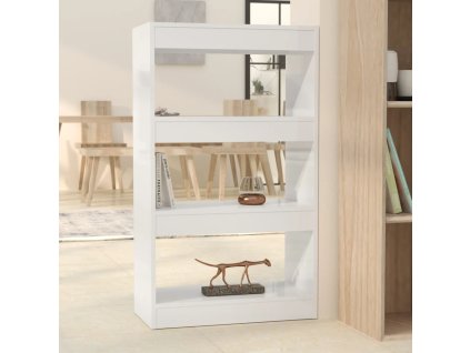 vidaXL Knižnica/deliaca stena, lesklá biela 60x30x103 cm