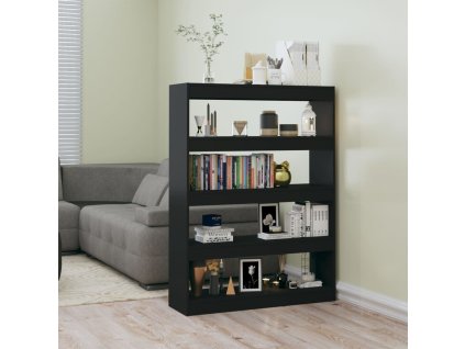 vidaXL Knižnica/deliaca stena čierna 100x30x135 cm
