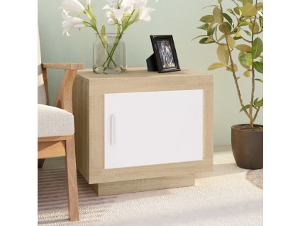 vidaXL Konferenčný stolík biely dub sonoma 51x50x45cm spracované drevo