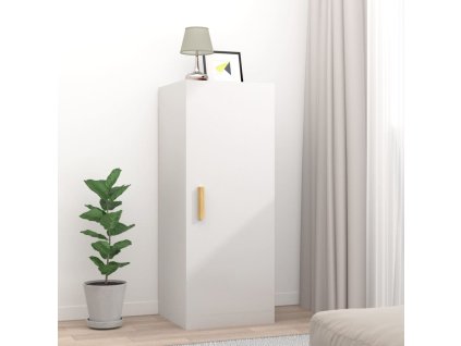 vidaXL Nástenná skrinka lesklá biela 34,5x34x90 cm spracované drevo