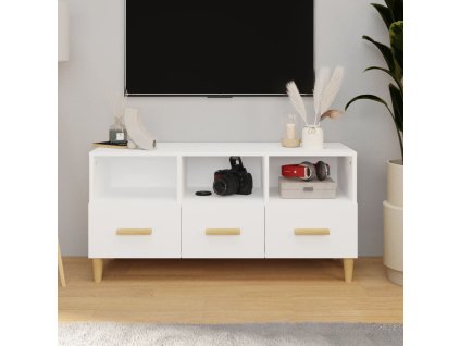 vidaXL TV stolík biely 102x36x50 cm spracované drevo