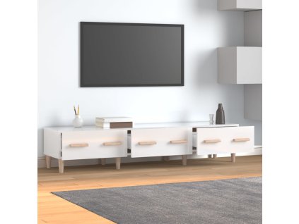 vidaXL TV skrinka lesklá biela 150x34,5x30 cm spracované drevo