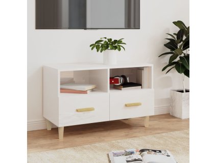vidaXL TV skrinka lesklá biela 80x36x50 cm spracované drevo