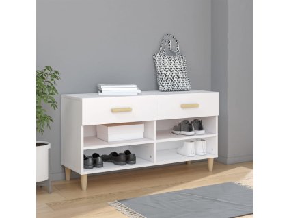 vidaXL Botník biely 102x35x55 cm spracované drevo