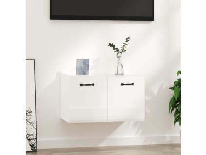 vidaXL Nástenná skrinka lesklá biela 60x36,5x35 cm spracované drevo