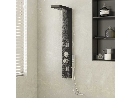 vidaXL Sprchový panel hliníkový čierny